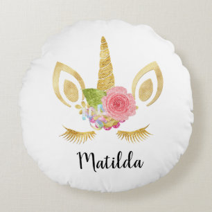 Coussins Ronds Élégant mignon jolie parties scintillant d'or flor