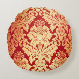 Coussins Ronds Elégant modèle rétro rouge or Damask