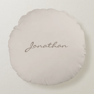 Coussins Ronds Élégant moderne gris Brown tendance Nom Script Pla