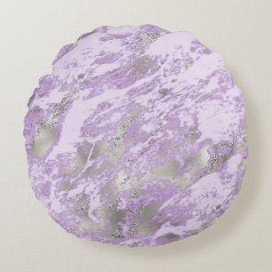 Coussins Ronds Élégant motif abstrait chic gris violet