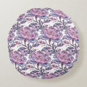 Coussins Ronds Élégant motif botanique rose poudré