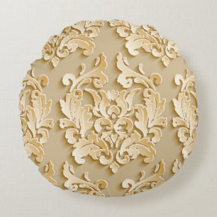 Coussins Ronds Elégant motif de Damas Vintage texture