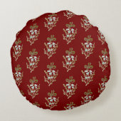 Coussins Ronds Élégant Motif de la Mistletoe de Noël en rouge (Dos)