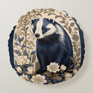 Coussins Ronds Elegant Navy and Cream Badger Floral