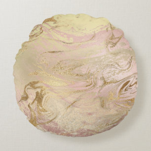Coussins Ronds Elégant or moderne et rose en marbre et parties s