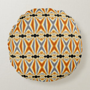 Coussins Ronds Elégant or orange et argent fractal