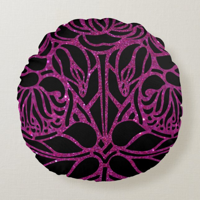 Coussins Ronds Élégant Parties scintillant violet noir Poster de  (Devant)