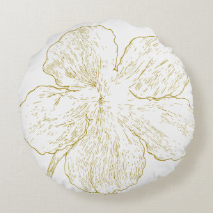 Coussins Ronds Élégant Pillow Rond Minimaliste avec Dessin Floral