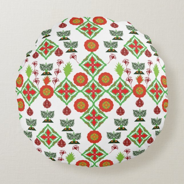 Coussins Ronds Elegant Red Mandala Geometric Bedroom & Home Texti (Devant)