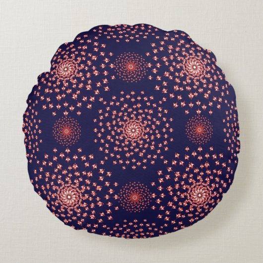 Coussins Ronds Elegant Red Mandala Geometric Bedroom & Home Texti (Devant)