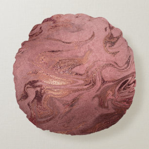 Coussins Ronds Elégant rose en cuivre doré et marbre rouge