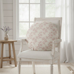 Coussins Ronds Élégant Rouge Rose Papier Chintz