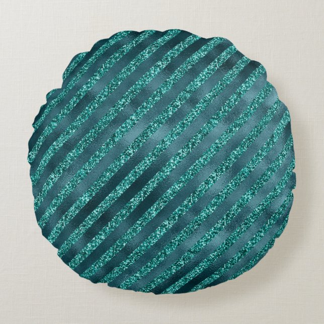 Coussins Ronds Élégant Turquoise Metallic Plutôt élégant (Devant)
