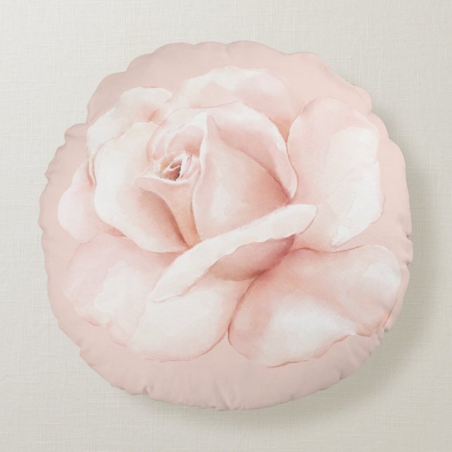 Coussins Ronds Elégante Aquarelle rose-Bleu Rose Maison Décor (Devant)