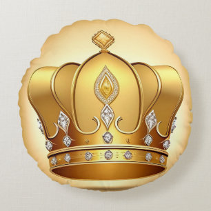 Coussins Ronds Elégante Couronne d'or