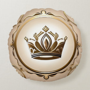 Coussins Ronds Elégante Couronne d'or