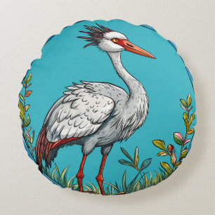 Coussins Ronds Élégante décoration de maison avec grue artistique