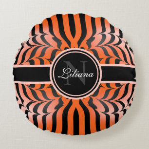Coussins Ronds Elégante esthétique Peau de tigre orange et noir