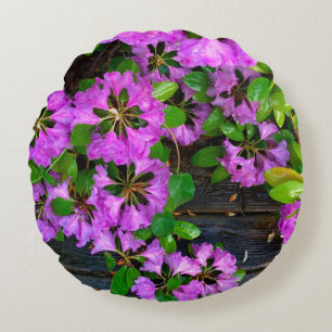 Coussins Ronds Elégants fleurs roses azalées roses