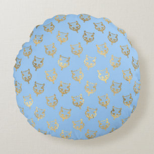 Coussins Ronds Élégants motifs nautiques et vintage bleu et or