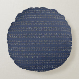 Coussins Ronds Élégants motifs nautiques et vintage bleu et or