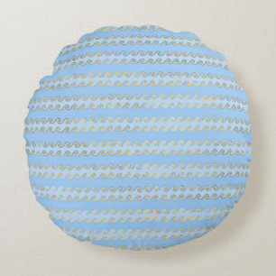 Coussins Ronds Élégants motifs nautiques et vintage bleu et or