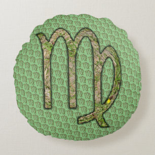 Coussins Ronds Élément du symbole Virgo Zodiac par Kenneth Yoncic
