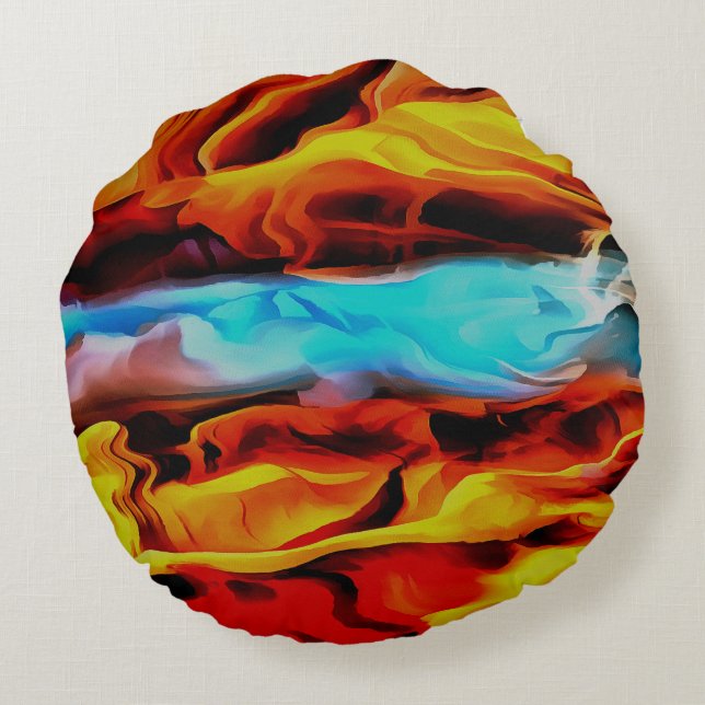 Coussins Ronds Eléments Chauds Et Froids Acrylique Verser Abstrai (Dos)
