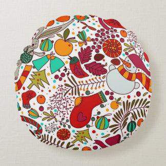 Coussins Ronds Éléments de Noël festifs Design sans couture