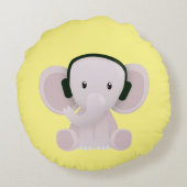 Coussins Ronds Elephant aime la musique (Dos)