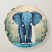 Coussins Ronds Eléphant Bébé Bleu Whimsical, (Dos)