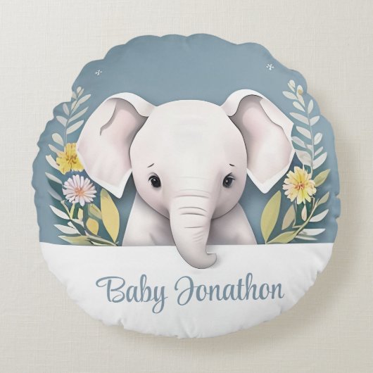 Coussins Ronds Eléphant bébé doux (Devant)