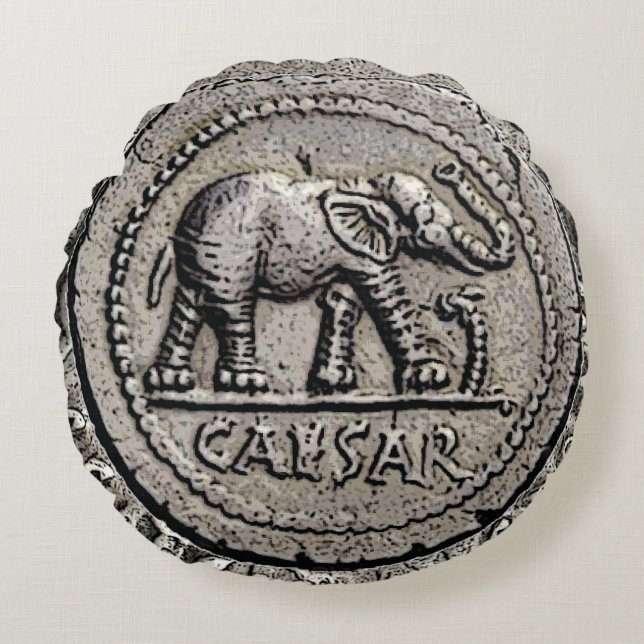 Coussins Ronds Eléphant César Romain Empereur Coin (Devant)