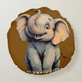 Coussins Ronds Éléphant de bébé adorable (Dos)