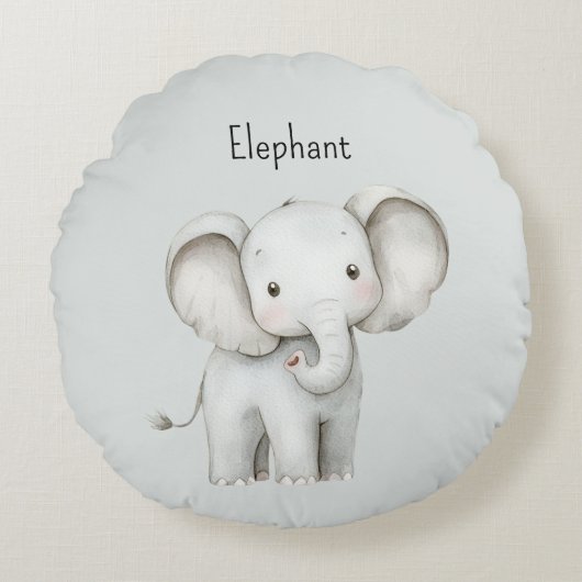 Coussins Ronds Éléphant Gris Mignon (Devant)