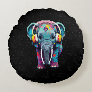 Coussins Ronds Eléphant mignon bébé avec casque