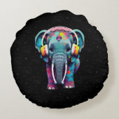 Coussins Ronds Eléphant mignon bébé avec casque (Dos)