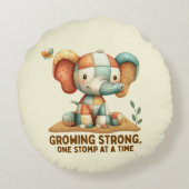 Coussins Ronds Éléphant Patchwork “Grandir en force (Dos)