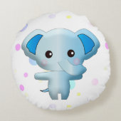 Coussins Ronds Eléphant petit garçon bleu mignon (Dos)