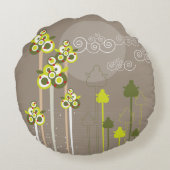 Coussins Ronds Eléphants roses mignons Forêt Bébé Fille Photo (Dos)