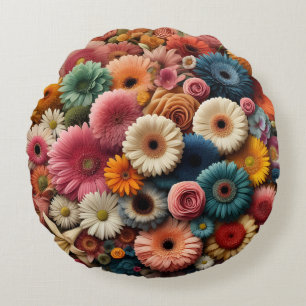 Coussins Ronds Élever votre espace coloré Gerbera Daisy Floral