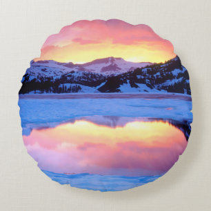 Coussins Ronds Ellery Lake au coucher du soleil