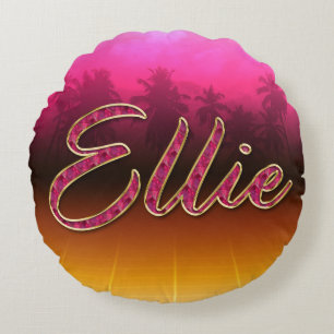 Coussins Ronds Ellie prénom Golden Pink Oreillers