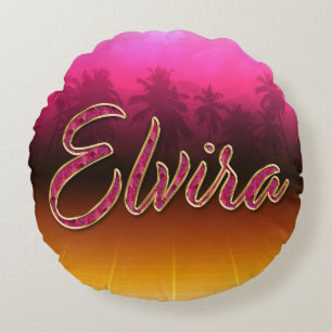 Coussins Ronds Elvira prénom nom oreiller rose doré