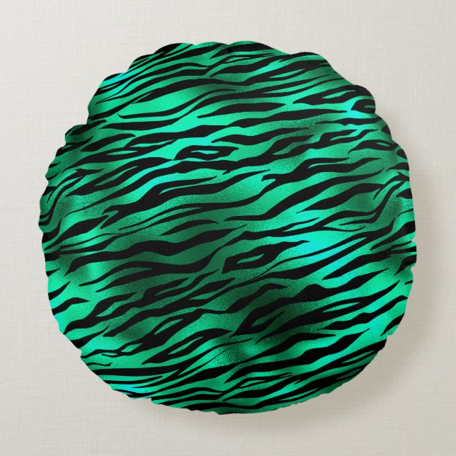 Coussins Ronds Emerald and Gold Safari Series Design 10 (Devant)