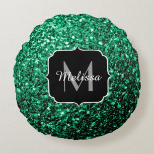 Coussins Ronds Emerald Green fausse parties scintillant scintille