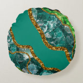 Coussins Ronds Emerald Green & Gold Agate Parties scintillant (Devant)