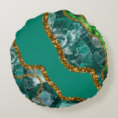 Coussins Ronds Emerald Green & Gold Agate Parties scintillant (Dos)
