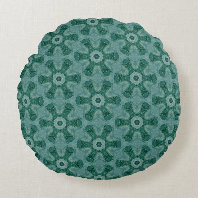 Coussins Ronds Emerald Starburst Kaleidoscope (Devant)