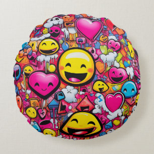 COUSSINS RONDS EMOJI FUN THROW PILLOW